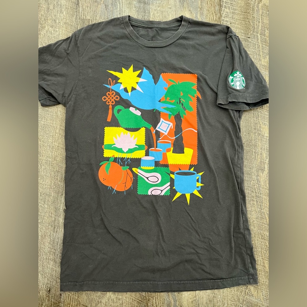 Starbucks Black Tee shirt Asian Pacific Islander partner official employee Small